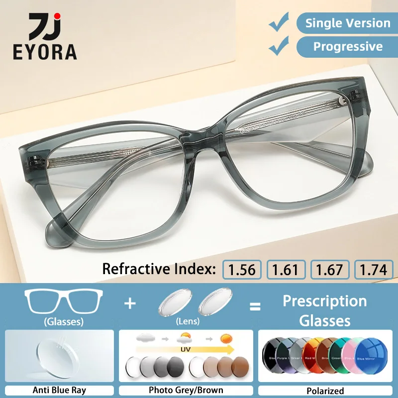 

EYORA Personalized Vintage Cat Eye Reading Glasses Myopia Eyewear Hyperopia Anti Blue Ray Progressive Photochromic Eyewear Lens