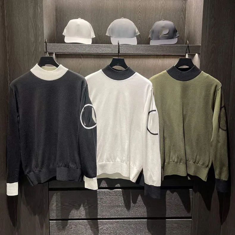 

Осенний свитер для гольфа, мужской топ с длинными рукавами для спорта на открытом воздухе и отдыха, стильная, удобная, модная трикотажная рубашка для гольфа