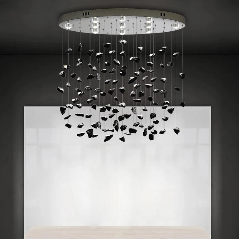 Modern crystal ceiling chandelier for dining room luxury home decor hanging stone lamp kitchen island led light fixture