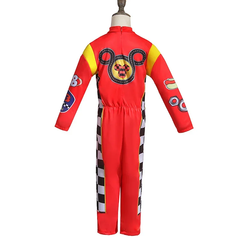 Cute Red Mouse Roadster Costume For Boys Racer Uniform Halloween Costume Kids Toddler Car Driver Outfit For Purim Carnival Party