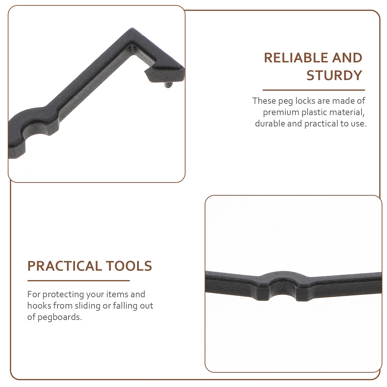 

100pcs Hook Black Plastic Pegboard Fixer Durable Organizers For Tools Storage Security Pegboard Hook Organizer