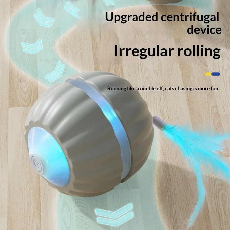 Juguete interactivo recargable para gatos con pluma, rodante - imagen 3
