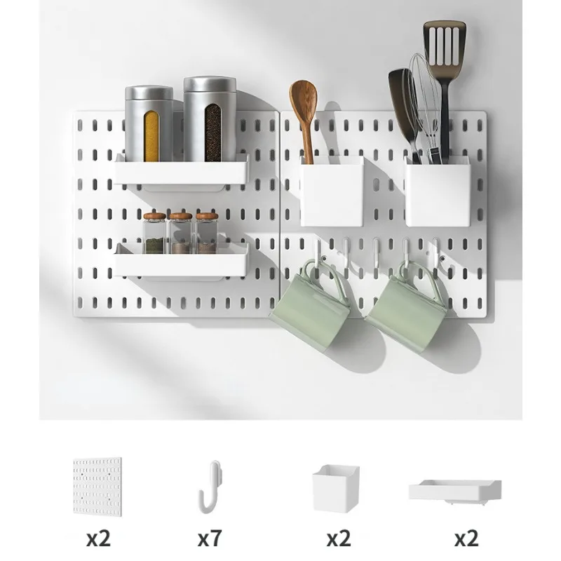 Pegboard Combination Kit  DIY Pegboard Organizer Wall Mount Display Peg Board Panel Kits with Storage Containers and Hooks