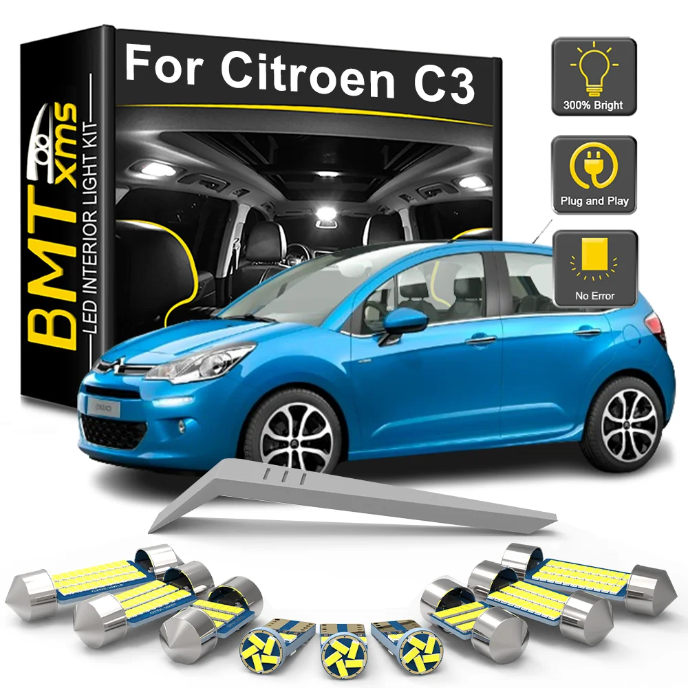 

BMTxms Canbus For Citroen C3 MK1 MK2 MK3 2002-2014 2015 2016 2017 2018 2019 2020 2021 2022 LED Bulb Interior Dome Map Light Kit