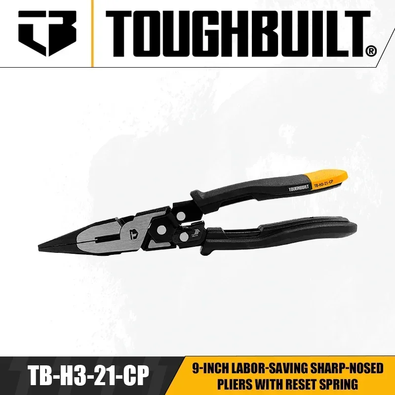 TOUGHBUILT TB-H3-21-CP 노동 절약형 날카로운 코 펜치, 리셋 용수철 수공구 포함, 9 인치