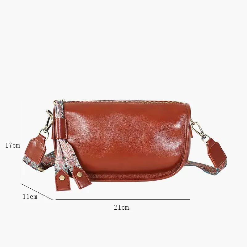 Bolsa feminina de axilas de couro genuíno, bolsa crossbody high-end, couro de vaca de camada superior elegante, ombro único feminino, nova banda larga, Y2K