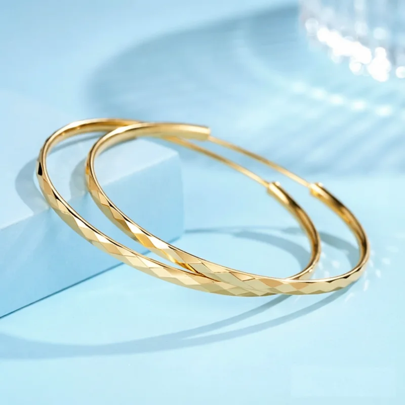 ALCADEN New 925 Sterling Silver Hoop Earrings For Women Ladies Luxury Laser Flash Earringds Fashion Female Jewelry Gift
