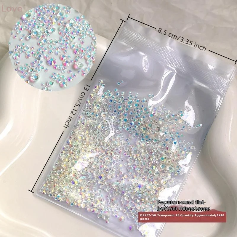 [L & P] 1440 قطعة مسمار الراين كريستال مستدير AB مسطحة القاع مسمار مسمار الأحجار الكريمة الزجاج AB ومجموعة واضحة مسمار الفن السحر DIY بها بنفسك