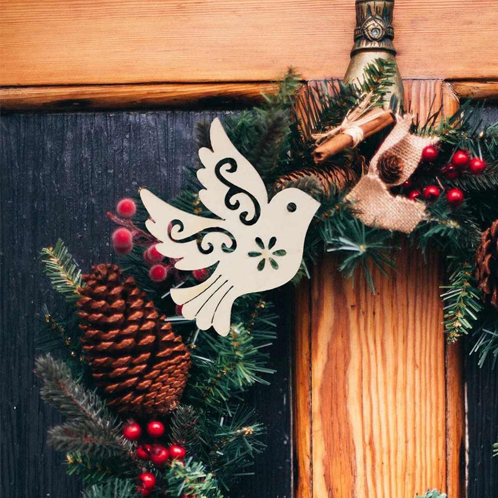 

100 Pcs Bird Pendant Dove Ornament Hand Painted Unfinished Wooden Peace Unfinished Doves Decorative Accessories