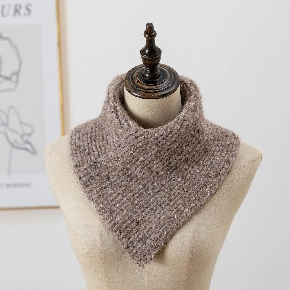 New Solid Color Knitted Neck Warmer Pull-On Thickened Winter Neck Scarf Warm Tool for Women
