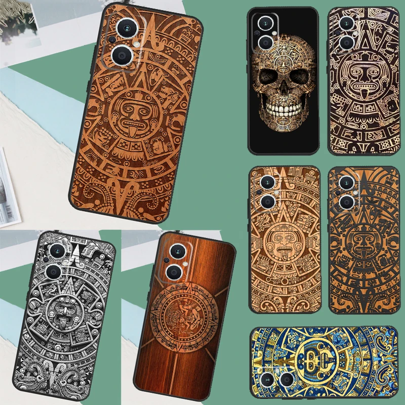 Mayan Calendar Wood Pattern Case For OPPO Reno 8 Lite 4 5 6 7 Reno 10 Pro 8T 4Z 5Z Find X2 X3 Lite Neo X6 X5 Pro Cover