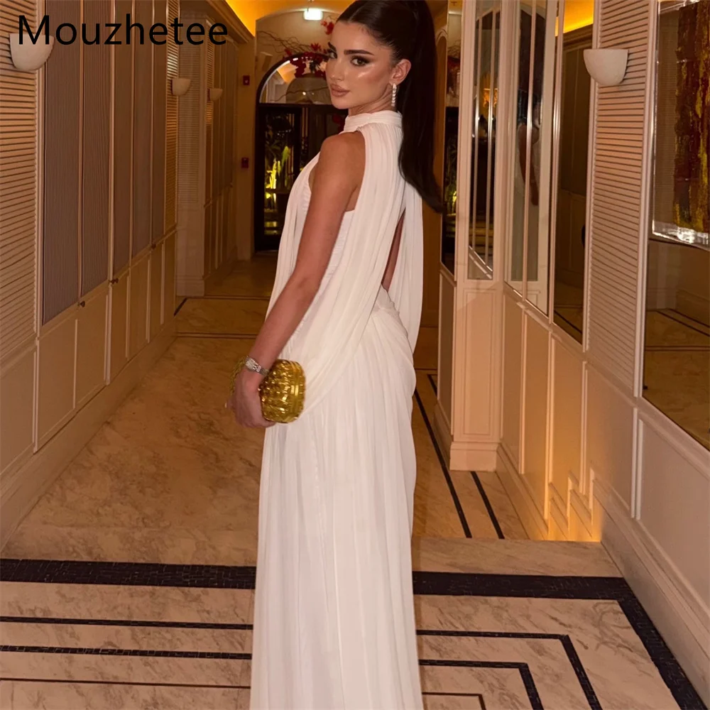 Mouzhetee A-Line Simple Backless Pleat Evening Dresses Formal Dresses for Women Elegant Chiffon Prom Gowns Custom Made 2026