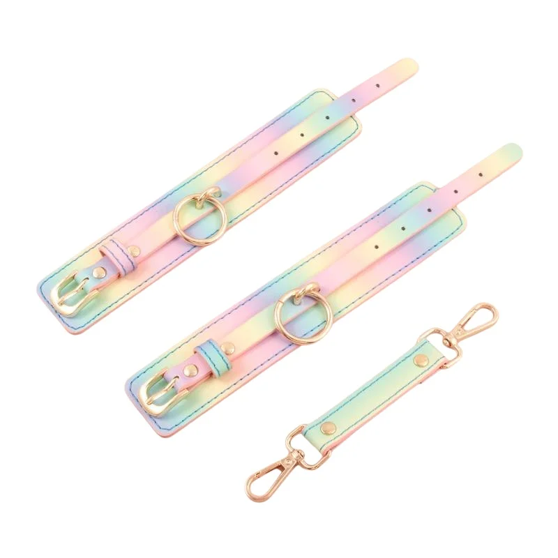 For Couples Accessories Rainbow Handcuffs For Sex Ankle Cuff Restraints Bondage Bracelet BDSM Woman Erotic Adult Sex Toys - view 4
