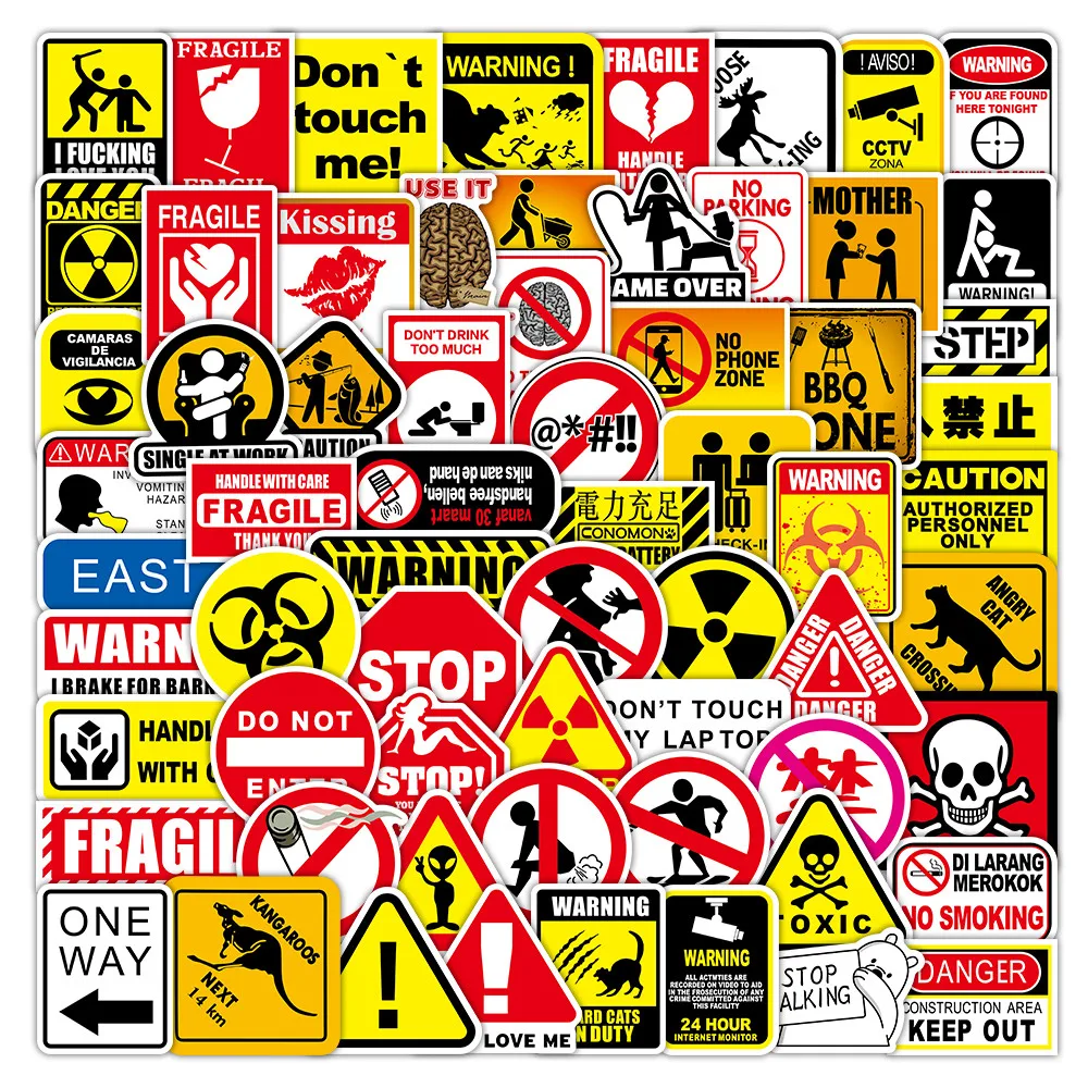 

100 Pcs Multi-Purpose Warning Stickers - Waterproof Decals for Workplace, Packaging & Daily Safety Anime Worlds Store