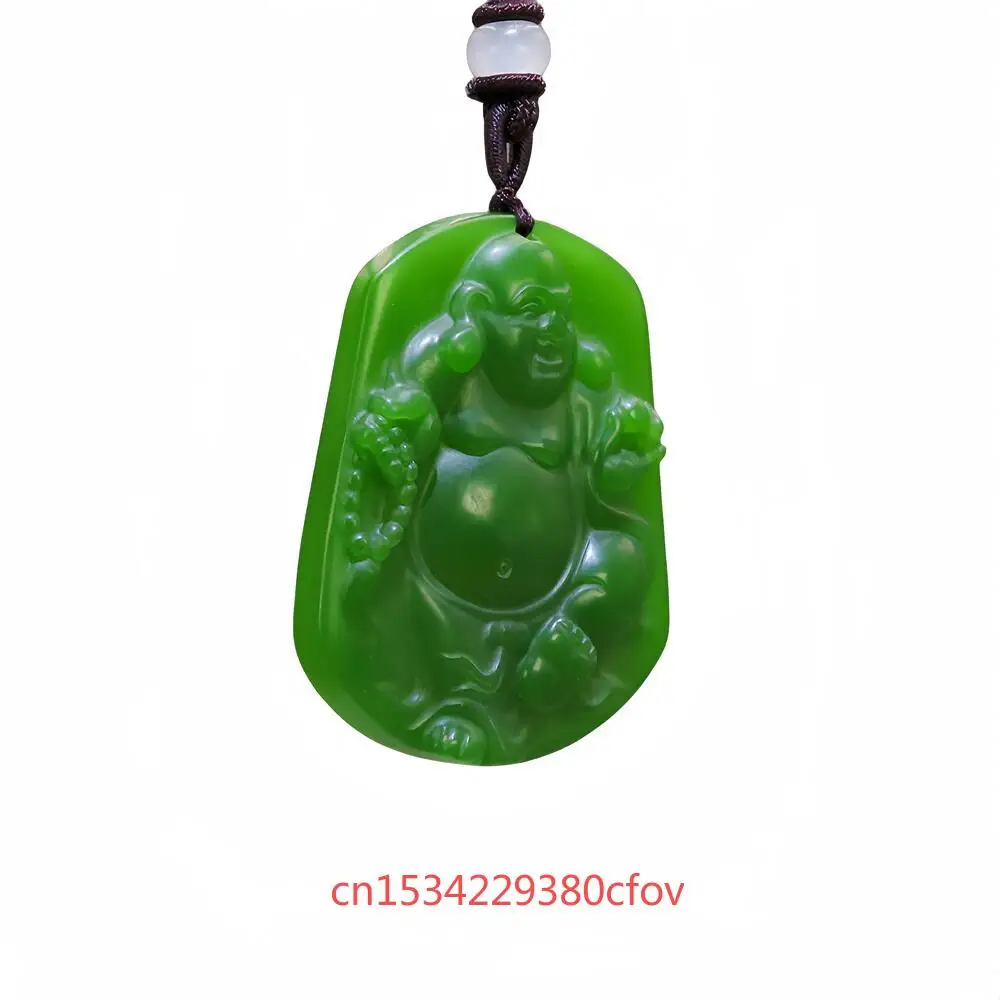 Natural Green Hetian Jade Maitreya Pendant Jasper Necklace Pendants Charm Accessories Jewelry Fashion Vintage Amulet Gift