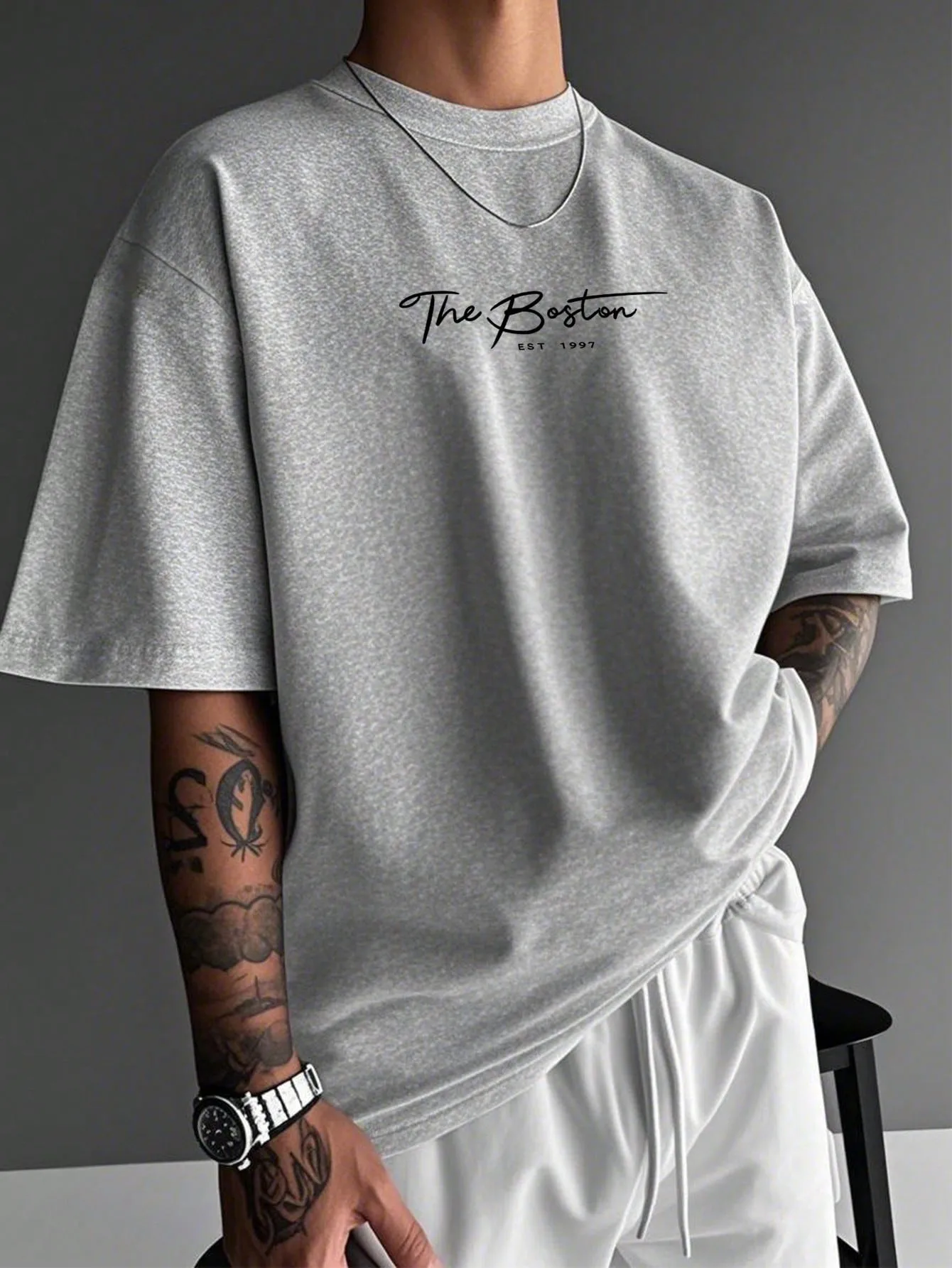 2026 Summer New Style Men's Pure Cotton T-shirt with Simple Letter Pattern Printing Casual Fashionable Comfortable and Soft