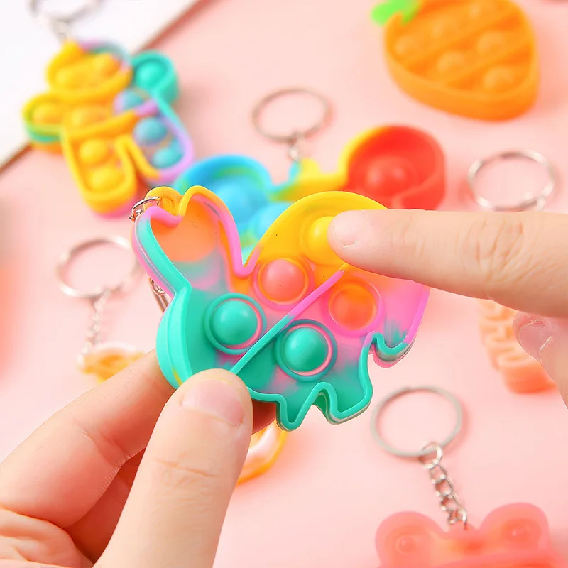 Decompression Keychain Decompression Small Toy Finger Bubble Music Book Package Pendant Small Gift Creative Children Rainbow