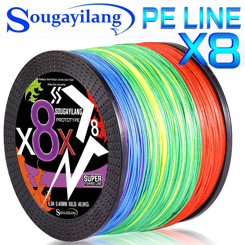Sougayilang 8-fach geflochtene Angelschnur 18-88LB 100M 300M Multifilament PE Geflochtene Angelschnur Superstark für Salz- und Süßwasserfische