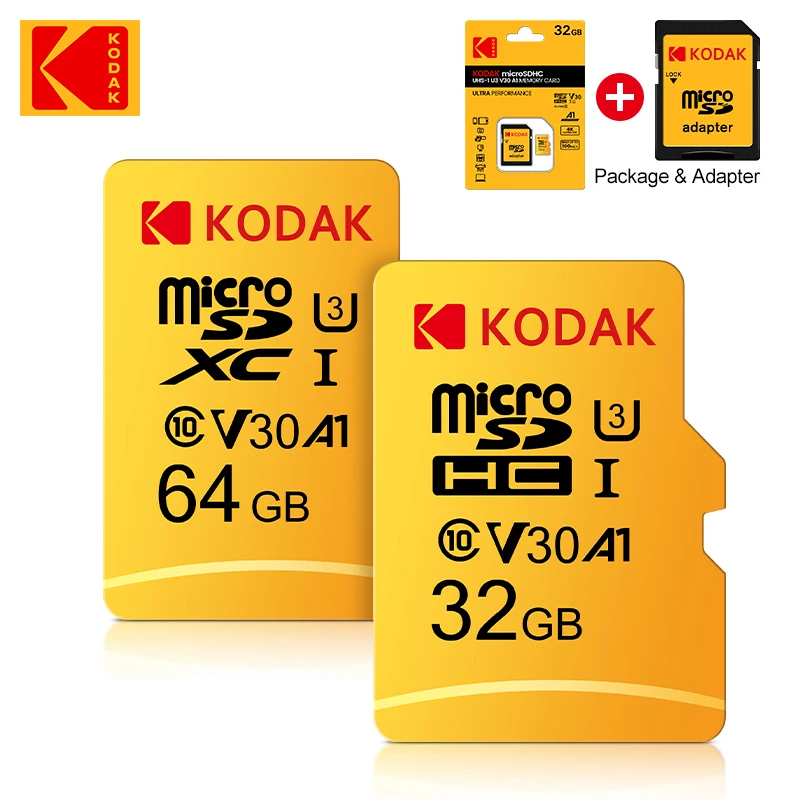 Tarjeta de Memoria Kodak TF de 32GB 64GB 128GB con Adaptador, Tarjeta TF de Alta Velocidad Apta para Tablets/Cámaras/Teléfonos Móviles/Portátiles 5