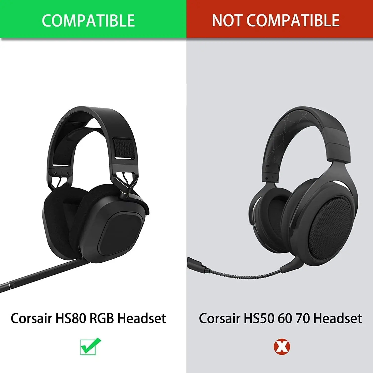 HS80 ear pads-replacement ear pads, compatible with Corsair HS80 RGB wireless headphones (fabric mesh black)