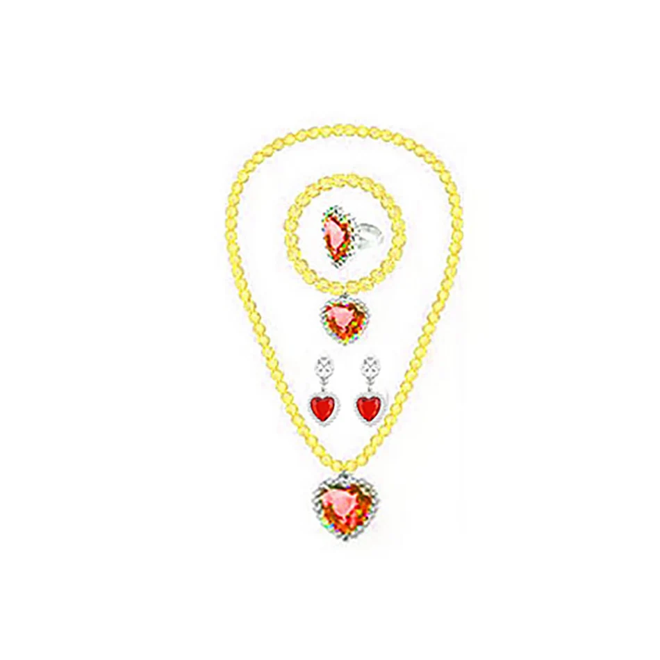 Kinder Mädchen Elsa Sofia Belle Prinzessin Zubehör Verfeinerung Perlen Halskette Armband Ring Ohrring Schmuck 5 Stück Sets – Detail 5