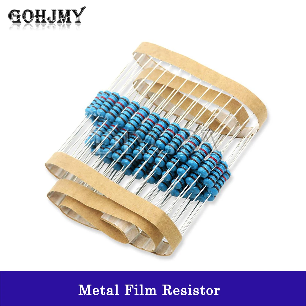 20PCS 1W Metal film resistor 1% 1R ~ 1M 2R 10R 22R 47R 100R 330R 1K 4.7K 10K 22K 47K 100K 330K 470K 1 2 10 22 47 100 ohm GOHJMY