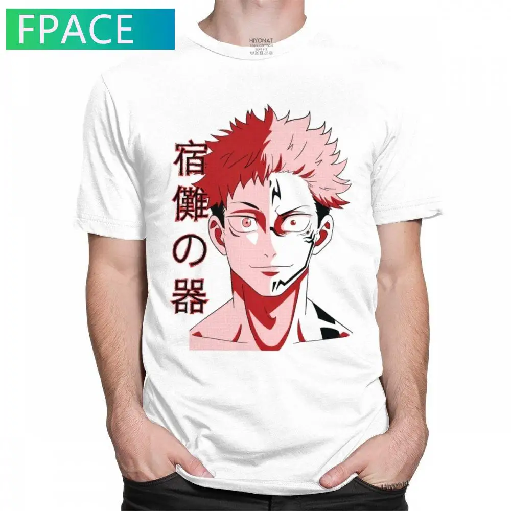 Fashion Japan Anime Manga Jujutsu Kaisen T Shirt Man Pure Cotton Sukuna Tee Top O-neck Short Sleeved Yuji Itadori Tshirt Clothes