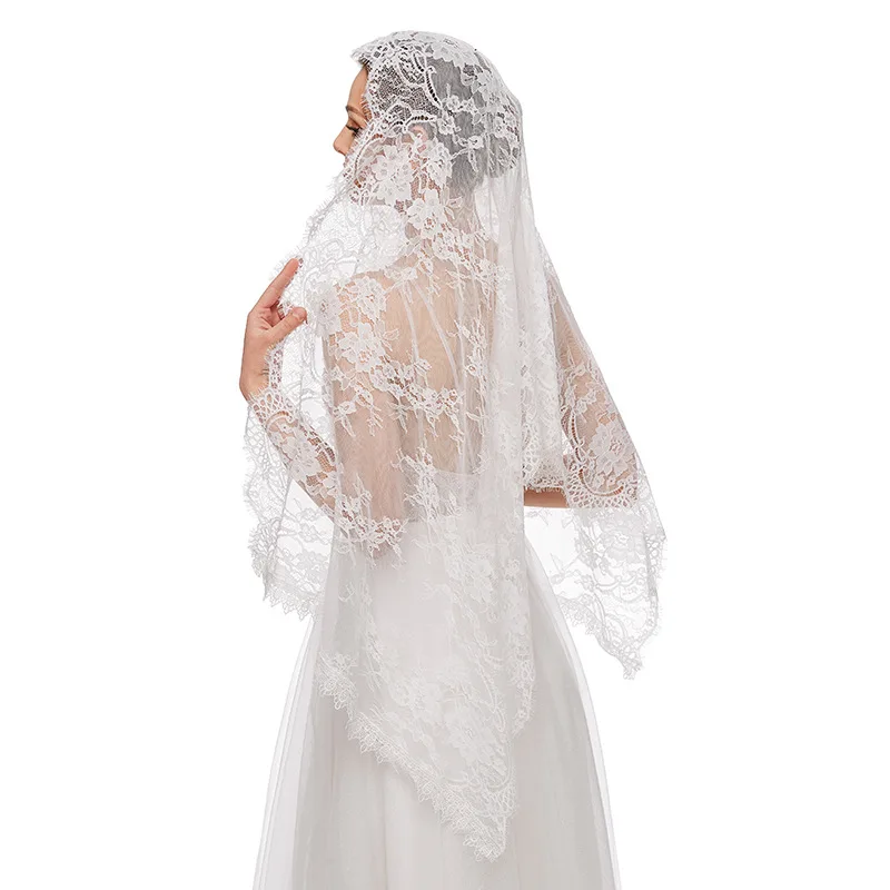 Mantilla Lace Catholic Veils Bride Head Covering For Women Elegant Latin Mass Veils For Church Wedding Spanish Lace Chapel Veil