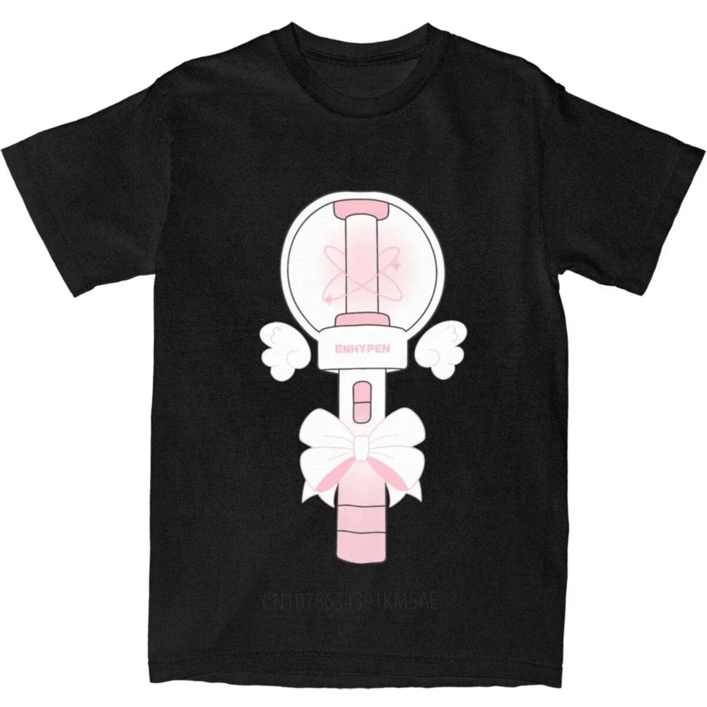 Kpop Lightstick Pink Enhypensed T Shirt Hippie T Shirts Short Sleeves Retro Tops Summer Cotton O-Neck 4XL 5XL 6XL Clothes