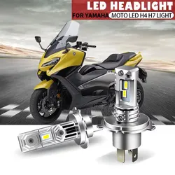 Motorcycle Headlight 12000LM 60W H4/H7 CSP LED Bulbs Headlight Fanless Wireless Mini Size Design For Yamaha Tmax 2010