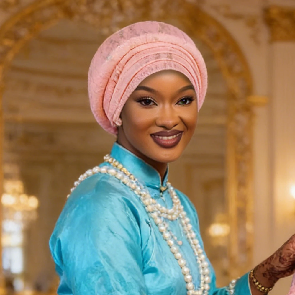 

Nigeria Head Ties Wedding Party Headgear Elegant African Headtie Turban Cap Muslim Hijab Already Made Women Auto Gele Head Wrap