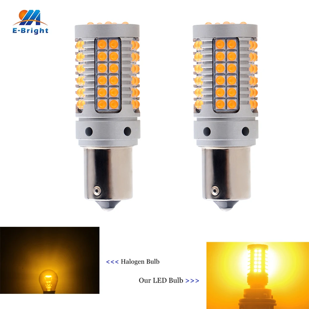 

2pcs Canbus 1157 LED No Hyper Flash 21W Amber yellow P21/5W BAY15d LED Bulbs For Turn Signal Lights DRL Brake/Tail Lig Parking