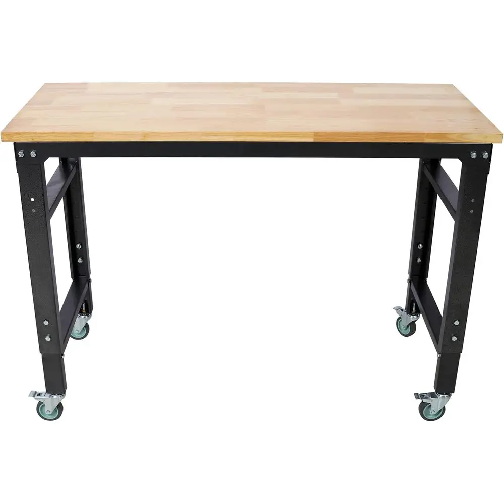 

Верстак с регулируемой высотой 48 фунтов емкостью 2000 фунтов и запирающимися колесами для мастерских и поделок