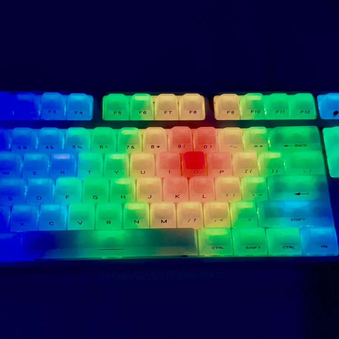 119 مفتاحًا كريميًا أبيضًا طباعة جانبية RGB أغطية مفاتيح بإضاءة خلفية MDA Profile أغطية مفاتيح كريستالية شفافة للكمبيوتر الشخصي للوحة مفاتيح MX #5