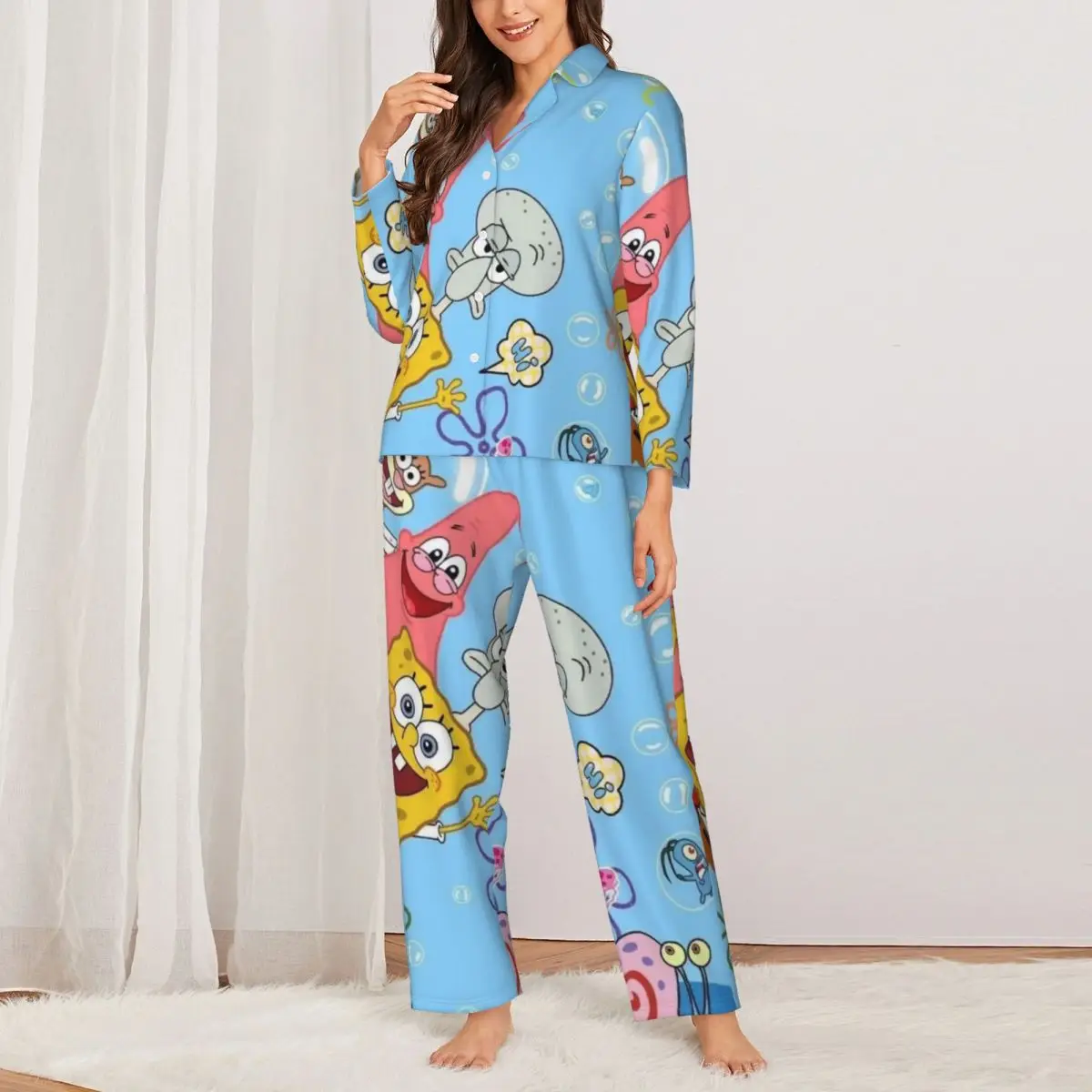 SpongeBob SquarePants Women Pajamas 2 Pieces Set Loungewear pyjama pour femme