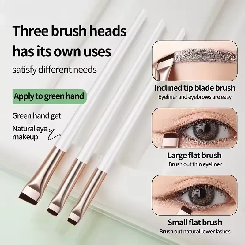 3 ชิ้น/เซ็ตใบมีดแปรงอายไลเนอร์แปรงคิ้วแบบพกพา Flat Fine Eye Liner Brow Contour แปรงแต่งหน้าเครื่องมือแต่งหน้า