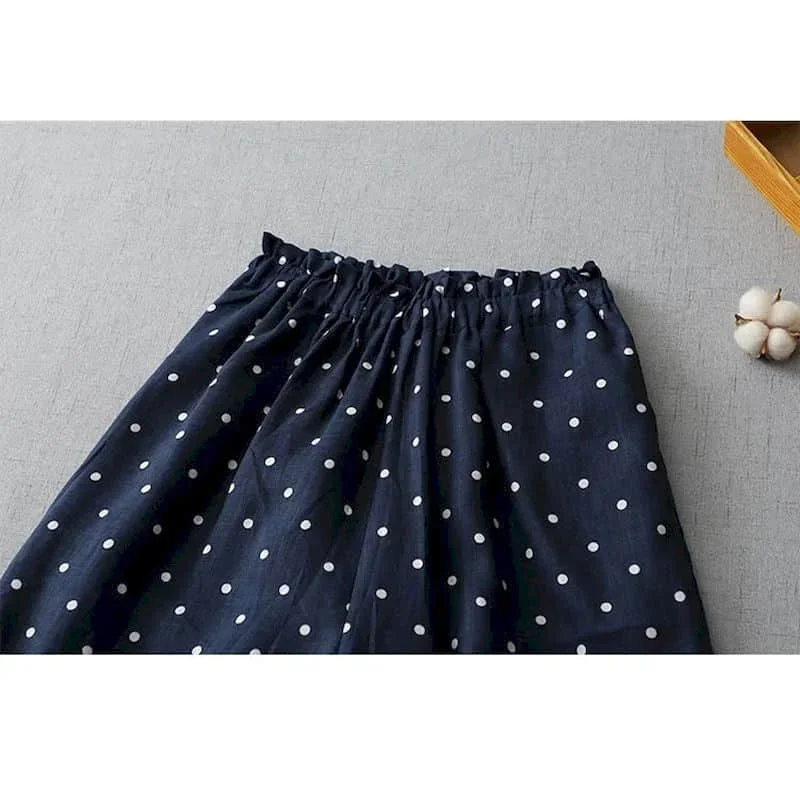 Pantaloni di lino in cotone pop Pantaloni larghi casual larghi stampati da donna Pantaloni a vita elastica stile coreano estivo vintage Pantaloni a gamba larga