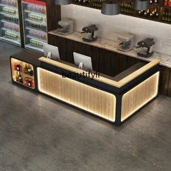 Retro Industrial Style Cashier Desk Milk Tea Shop Bar Restaurant Reception Desk L-Shaped Corner