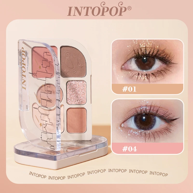INTOPOP 6色アイシャドウパレット マット ファインフラッシュ フラッシュ アウトドアパーティーに最適 アイシャドウ