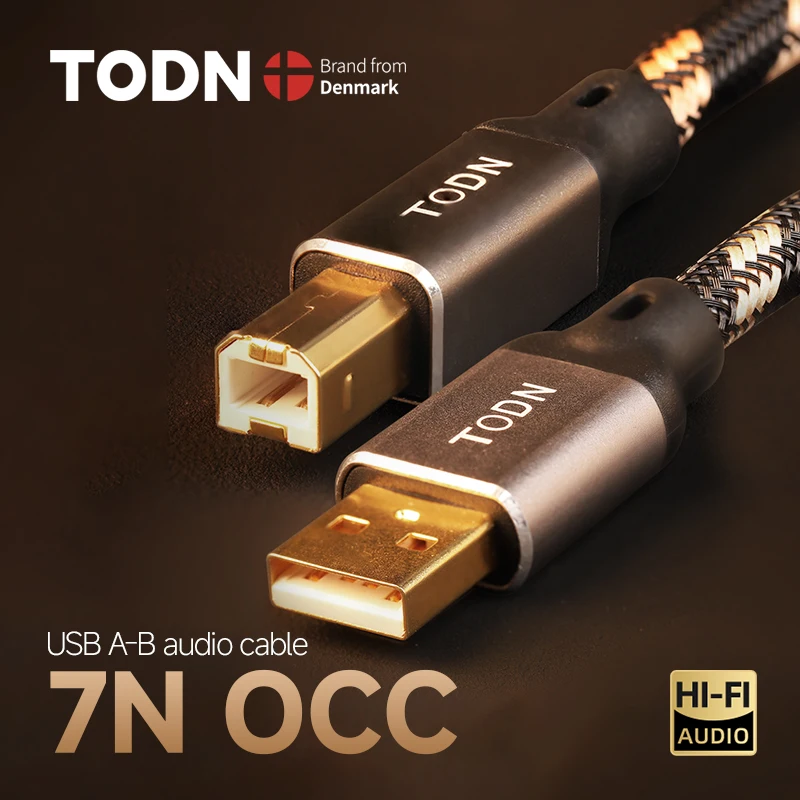 TODN Hifi USB dac Cable High Quality 7N OCC Type A to Type B Hifi Data audio digital Cable for kvm