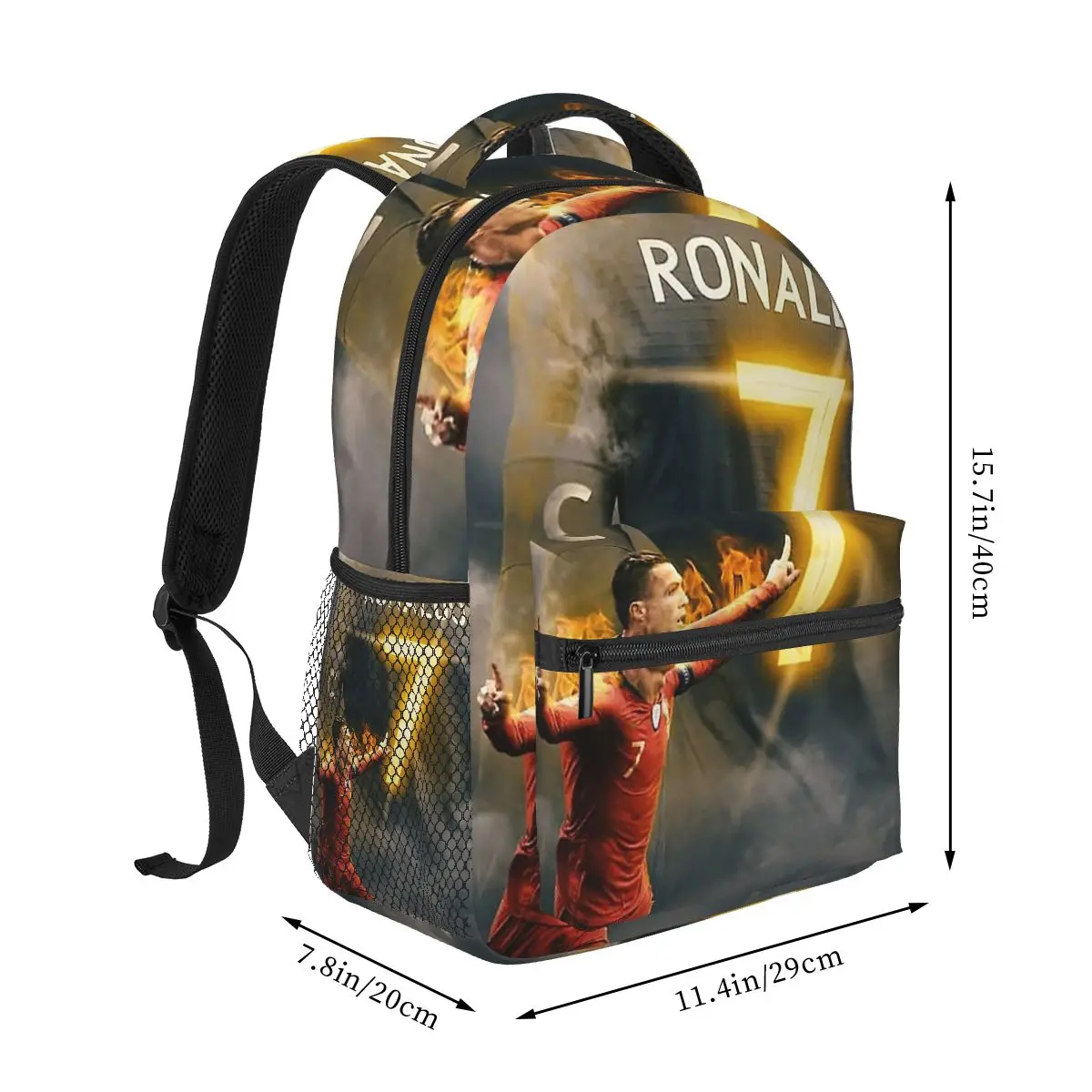 Art CR7 Wallpaper Backpacks Boys Girls Bookbag Students School Bags Cartoon Travel Rucksack Shoulder Bag Large Capacity