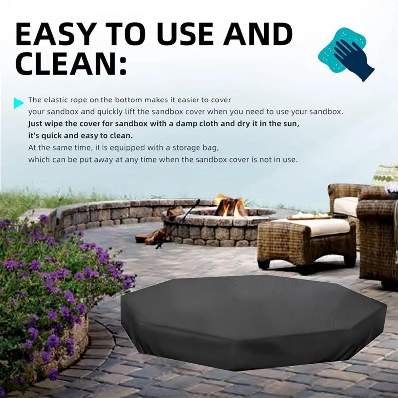 B23B Outdoor Sand Box Cover With Buckles And Drawstring, Octagon Shape Waterproof Sand Box Cover
