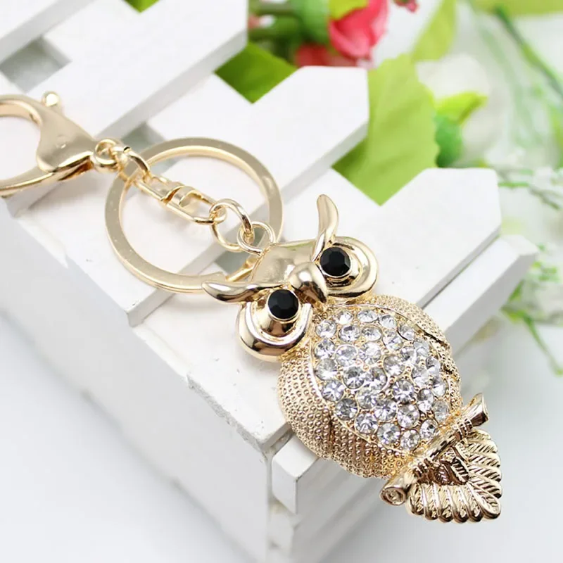 Owl Crystal Keyring Charm Pendant Handbag Purse Bag for Key Ring Chain Keychain