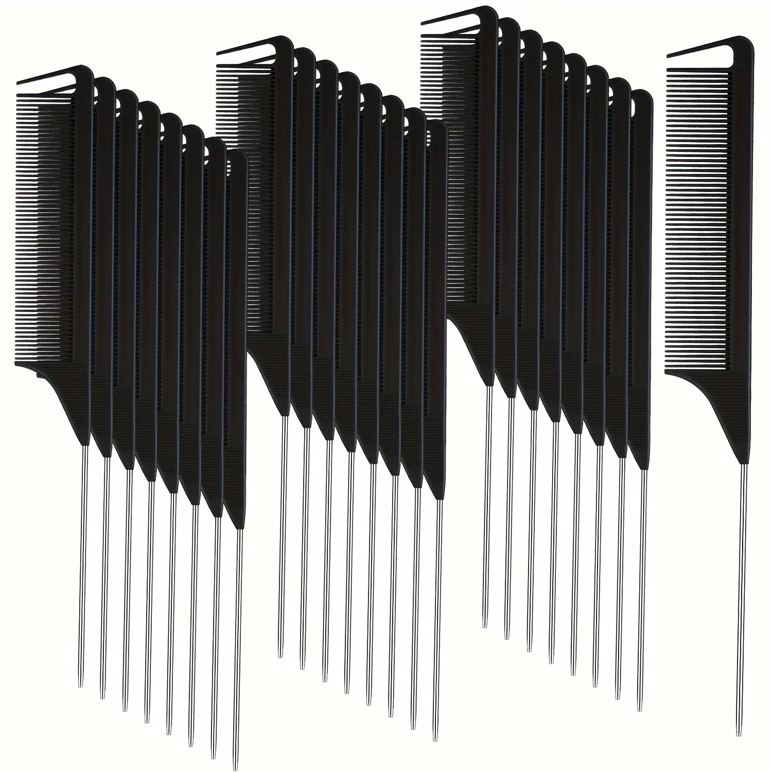 30-teiliges Spitzkamm-Set, geeignet für Haarstyling, mit Kunststoffkammzähnen und Metallgriff, hitzebeständiger Kamm. – Detail 1