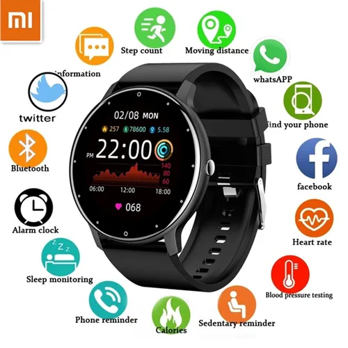 Imagen 1 del producto Reloj inteligente Xiaomi para hombres y mujeres, reloj deportivo con pantalla completamente táctil para Fitness, resistente al agua IP67, Bluetooth para Android IOS, reloj inteligente para hombres