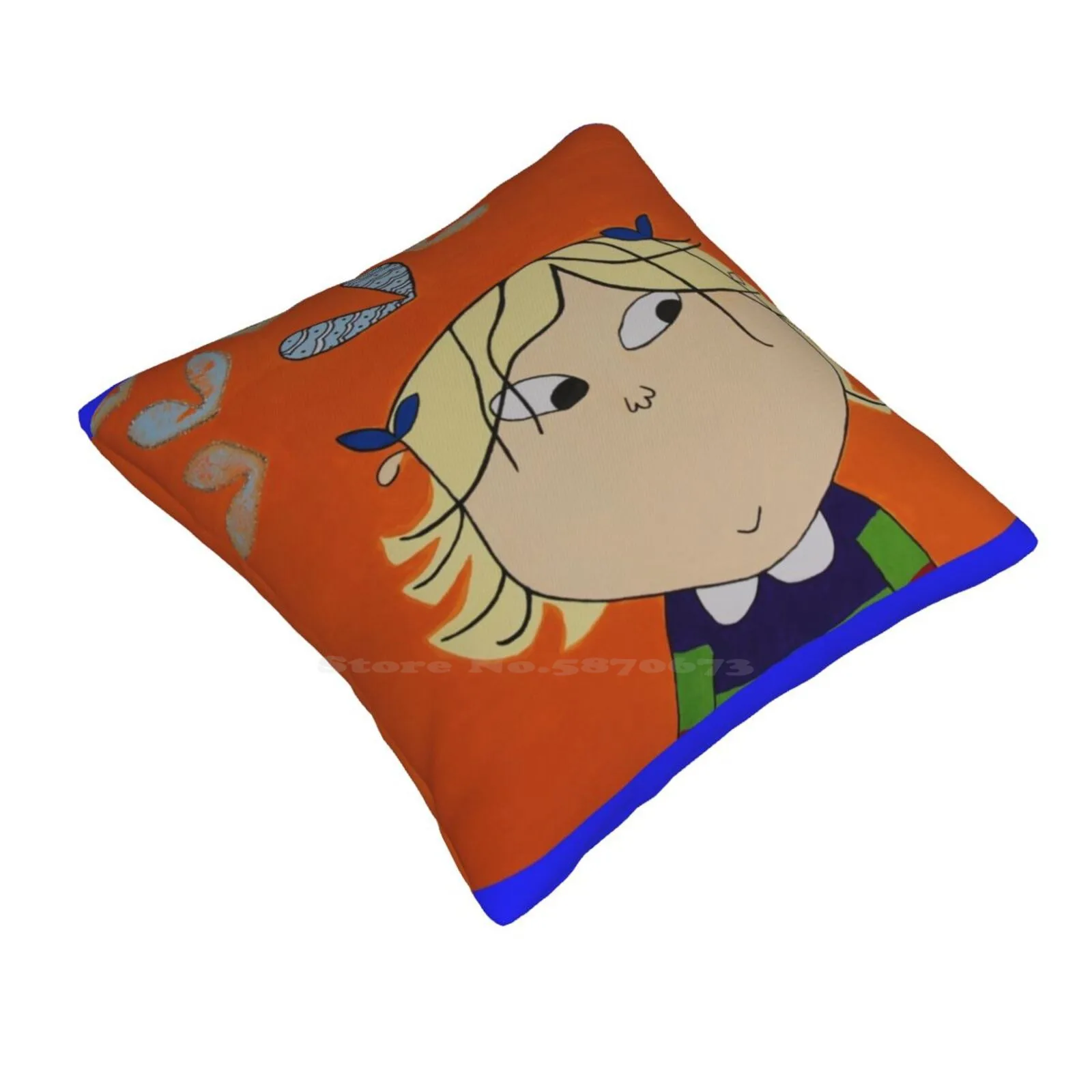 Lola With Butterfly Kisses Home Sofa Car Waist Throw Pillowcase Fan Art Children Tv Programme Cartoon Orange Moneyspider