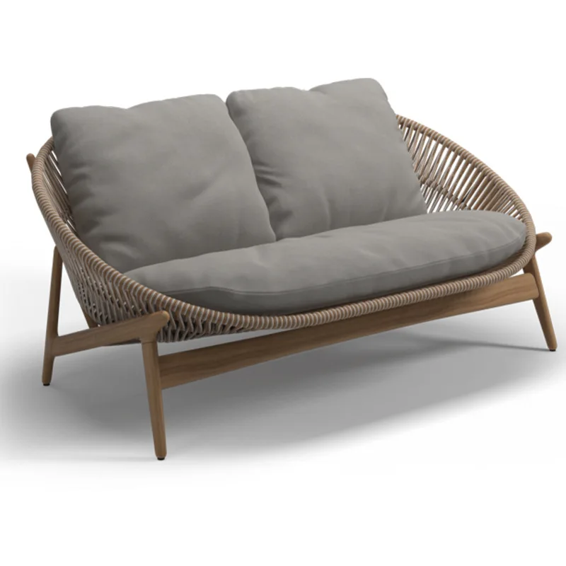 

Nordic outdoor leisure rattan sofa combination courtyard villa open balcony single teak rattan chair designer furniture