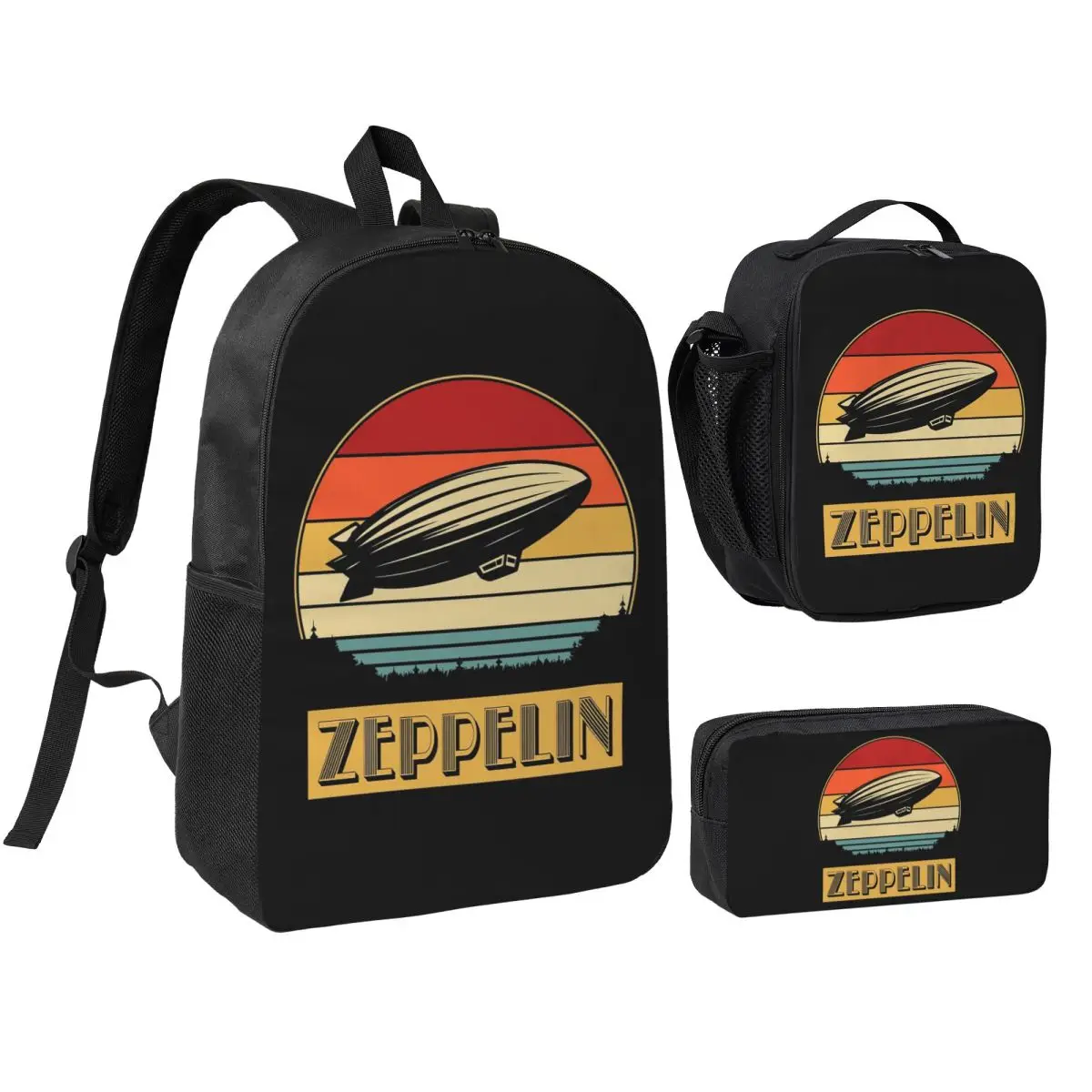 

Led Zepelin Backpack Student Boys Girls BookBag School Bag Laptop Shoulder Bags 3ps Insulated Lunch Bag Pencil Case