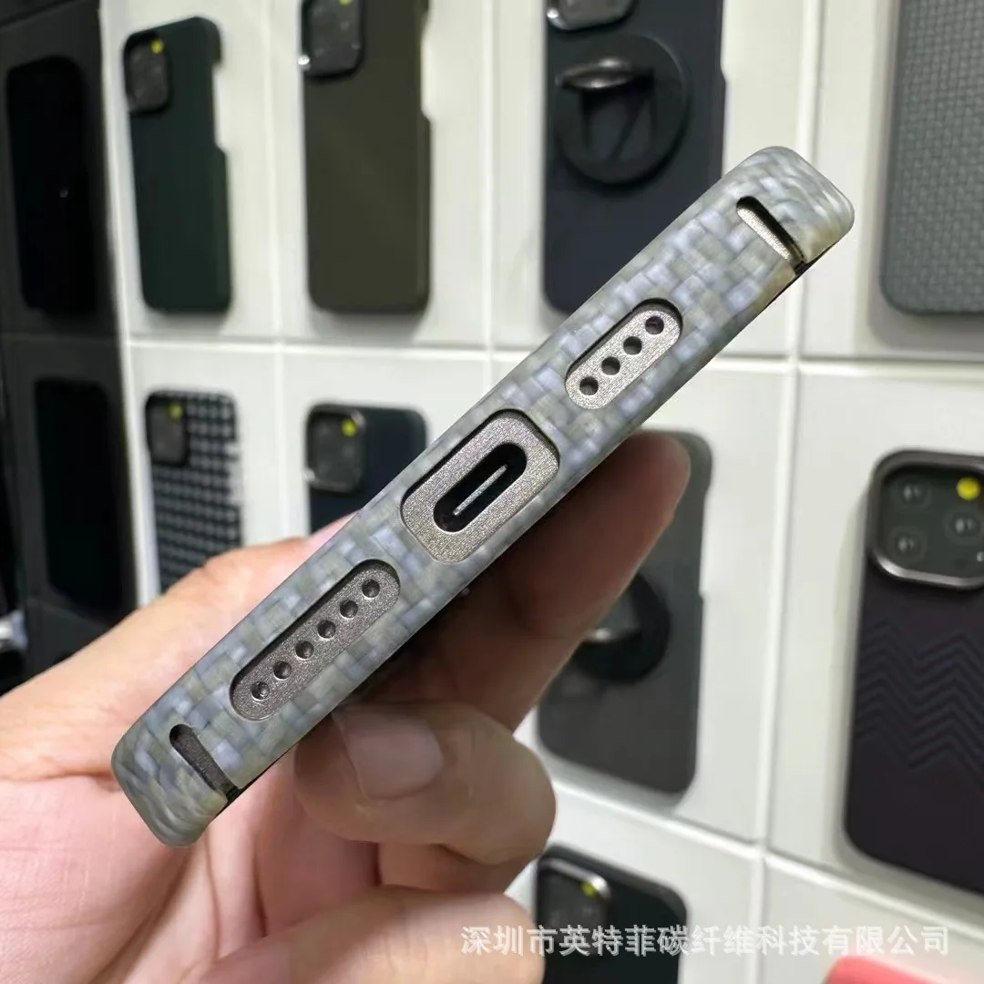 QADIR Magsafe case For iphone 15 Pro Max case Original carbon fiber Ultra Thin cover for iphone 15 pro  hard case Titanium Gray