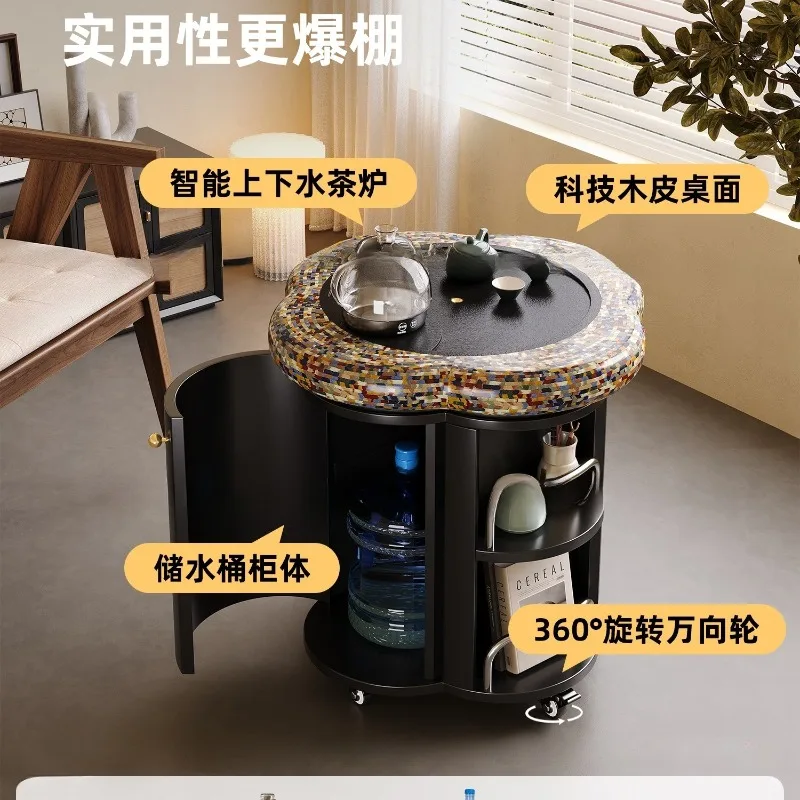 g room mobile tea table with kettle integrated balcony small tea table small apartment coffee table household solid wood